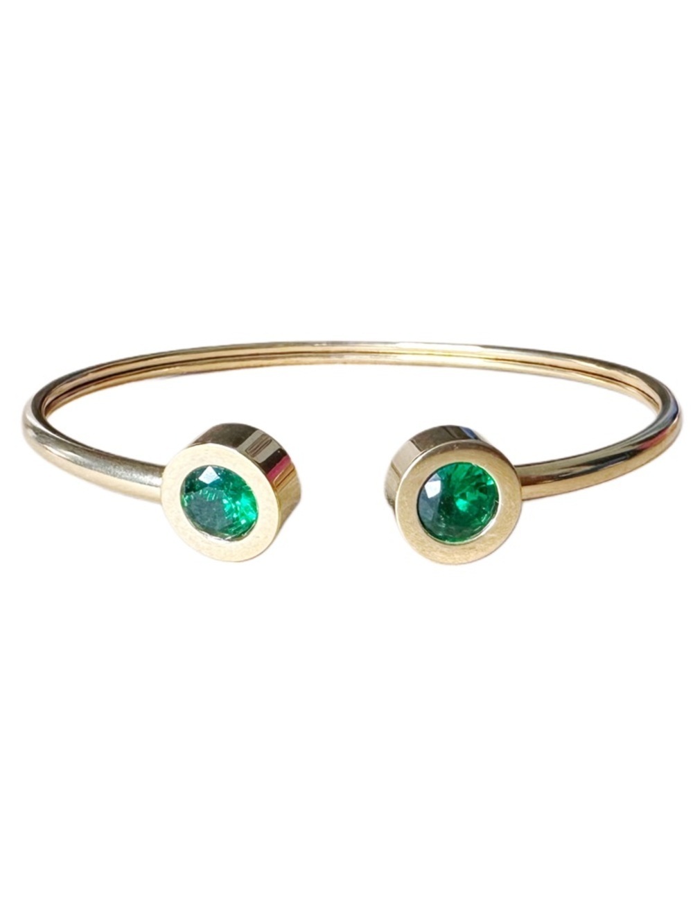 5/$25 😻 Gold Open Cuff Bracelet with Green Gemstone Accents